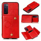 For Huawei Honor 30 Double Buckle PU + TPU Shockproof Magnetic Protective Case with Card Slot(Red) - 1