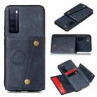 For Huawei Honor 30 Double Buckle PU + TPU Shockproof Magnetic Protective Case with Card Slot(Blue) - 1