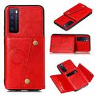 For Huawei Honor 30 Pro Double Buckle PU + TPU Shockproof Magnetic Protective Case with Card Slot(Red) - 1