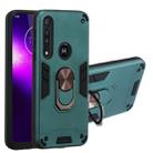 For Motorola One Macro / Moto G8 Play 2 in 1 Armour Series PC + TPU Protective Case with Ring Holder(Dark Green) - 1