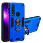 For Motorola One Macro / Moto G8 Play 2 in 1 Armour Series PC + TPU Protective Case with Ring Holder(Dark Blue) - 1