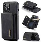 For iPhone 15 Plus DG.MING M1 Series 3-Fold Multi Card Wallet Leather Phone Case(Black) - 1