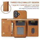 For iPhone 16 Plus DG.MING M1 Series 3-Fold Multi Card Wallet Leather Phone Case(Brown) - 2