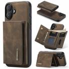 For iPhone 16 Plus DG.MING M1 Series 3-Fold Multi Card Wallet Leather Phone Case(Coffee) - 1