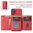 For iPhone 16 Plus DG.MING M1 Series 3-Fold Multi Card Wallet Leather Phone Case(Red) - 2