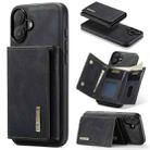 For iPhone 16 DG.MING M1 Series 3-Fold Multi Card Wallet Leather Phone Case(Black) - 1