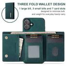 For iPhone 16 DG.MING M1 Series 3-Fold Multi Card Wallet Leather Phone Case(Green) - 2