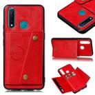 For vivo Y19 Double Buckle PU + TPU Shockproof Magnetic Protective Case with Card Slot(Red) - 1