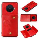 For OPPO Ace2 Double Buckle PU + TPU Shockproof Magnetic Protective Case with Card Slot(Red) - 1