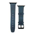 For Apple Watch SE 40mm Retro Texture Leather Watch Band(Blue) - 1