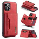 For iPhone 15 DG.MING M2 Series 3-Fold Card Bag Wallet Leather Phone Case(Red) - 1