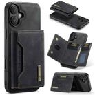 For iPhone 16 DG.MING M2 Series 3-Fold Card Bag Wallet Leather Phone Case(Black) - 1