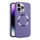 For iPhone 15 Pro CD Texture MagSafe Frosted Translucent Phone Case(Dark Purple) - 1