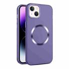 For iPhone 15 CD Texture MagSafe Frosted Translucent Phone Case(Dark Purple) - 1