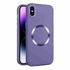 For iPhone XS / X CD Texture MagSafe Frosted Translucent Phone Case(Dark Purple) - 1