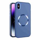 For iPhone XS / X CD Texture MagSafe Frosted Translucent Phone Case(Royal Blue) - 1