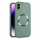 For iPhone XS / X CD Texture MagSafe Frosted Translucent Phone Case(Green) - 1