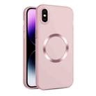 For iPhone XS / X CD Texture MagSafe Frosted Translucent Phone Case(Pink) - 1