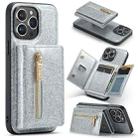 For iPhone 15 Pro Max DG.MING M3 Series Glitter Powder Card Bag Leather Phone Case(Silver) - 1