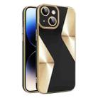 For iPhone 14 Plus S-shaped CD Pattern Electroplated TPU Phone Case with Lens Film(Black) - 1