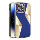 For iPhone 13 Pro Max S-shaped CD Pattern Electroplated TPU Phone Case with Lens Film(Dark Blue) - 1