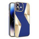 For iPhone 12 S-shaped CD Pattern Electroplated TPU Phone Case with Lens Film(Dark Blue) - 1