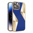 For iPhone 11 Pro Max S-shaped CD Pattern Electroplated TPU Phone Case with Lens Film(Dark Blue) - 1