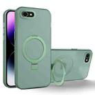 For iPhone SE 2022 / 2020 / 8 / 7 MagSafe Metal Holder Frosted Translucent Phone Case(Green) - 1