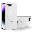 For iPhone SE 2022 / 2020 / 8 / 7 MagSafe Metal Holder Frosted Translucent Phone Case(White) - 1