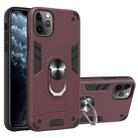 For iPhone 11 Pro Max 2 in 1 Armour Series PC + TPU Protective Case with Ring Holder(Wnie Red) - 1