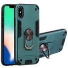 For iPhone X / XS 2 in 1 Armour Series PC + TPU Protective Case with Ring Holder(Dark Green) - 1