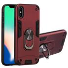 For iPhone X / XS 2 in 1 Armour Series PC + TPU Protective Case with Ring Holder(Wnie Red) - 1