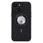 For iPhone 15 Plus Cloth Texture MagSafe Magnetic PU Phone Case(Black) - 1