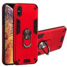 For iPhone XS Max 2 in 1 Armour Series PC + TPU Protective Case with Ring Holder(Red) - 1