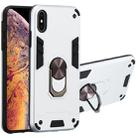 For iPhone XS Max 2 in 1 Armour Series PC + TPU Protective Case with Ring Holder(Silver) - 1