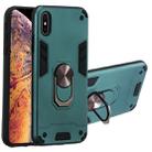 For iPhone XS Max 2 in 1 Armour Series PC + TPU Protective Case with Ring Holder(Dark Green) - 1