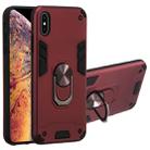 For iPhone XS Max 2 in 1 Armour Series PC + TPU Protective Case with Ring Holder(Wnie Red) - 1