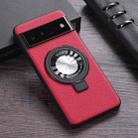 For Google Pixel 6 Pro Litchi Texture MagSafe Magnetic Ring Phone Case(Red) - 1