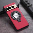 For Google Pixel 7 Pro Litchi Texture MagSafe Magnetic Ring Phone Case(Red) - 1