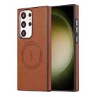 For Samsung Galaxy S22 Ultra 5G Side Leather Magsafe Phone Case(Brown) - 1