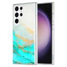 For Samsung Galaxy S23 Ultra 5G Dual-side IMD Marble Phone Case(White Green) - 1