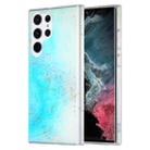 For Samsung Galaxy S22 Ultra 5G Dual-side IMD Marble Phone Case(Sky Blue) - 1