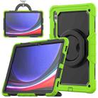For Samsung Galaxy Tab S10 Ultra D Type Silicone Hybrid PC Tablet Case with Handle Holder(Yellow Green) - 1