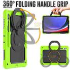 For Samsung Galaxy Tab S10 Ultra D Type Silicone Hybrid PC Tablet Case with Handle Holder(Yellow Green) - 2