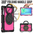 For Samsung Galaxy Tab S10 FE+ D Type Silicone Hybrid PC Tablet Case with Handle Holder(Rose Red PC) - 3