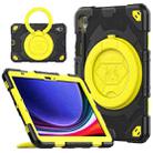 For Samsung Galaxy Tab S9 Spider Rotation Handle Silicone Hybrid PC Tablet Case(Black Yellow) - 1
