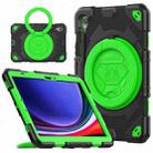 For Samsung Galaxy Tab S9 Spider Rotation Handle Silicone Hybrid PC Tablet Case(Black Green) - 1