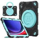 For Samsung Galaxy Tab S9 Spider Rotation Handle Silicone Hybrid PC Tablet Case(Black Light Blue) - 1