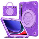 For Samsung Galaxy Tab S9 Spider Rotation Handle Silicone Hybrid PC Tablet Case(Purple) - 1