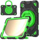 For Samsung Galaxy Tab A9 Spider Rotation Handle Silicone Hybrid PC Tablet Case(Black Green) - 1